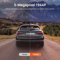 70mai Dash Cam - A510-1 - Front & Rear Dash Cam with Screen RC11 Rearview Cam - 1600p, 3k pic, Loop rec