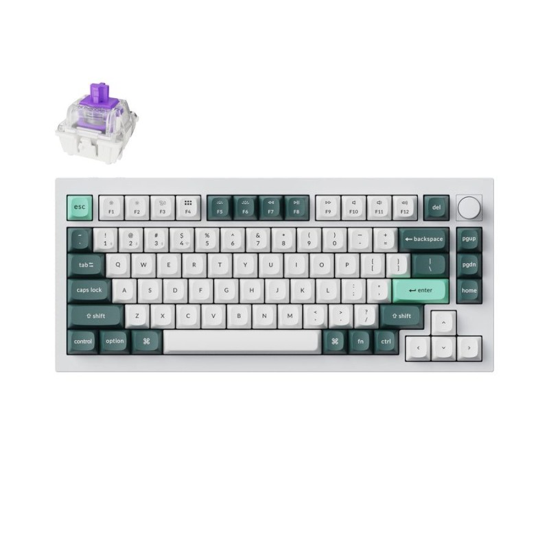 Keychron Q1 HE - Q1H-P1 - QMK White Wireless Custom Hall Effect Keyboard Purple Switch 75% US Layout