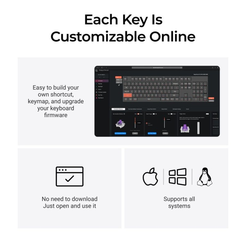 Keychron K10 HE - K10H-J1 - Shine-Through Wireless Magnetic Hall Effect RGB Keyboard 100% US Layout