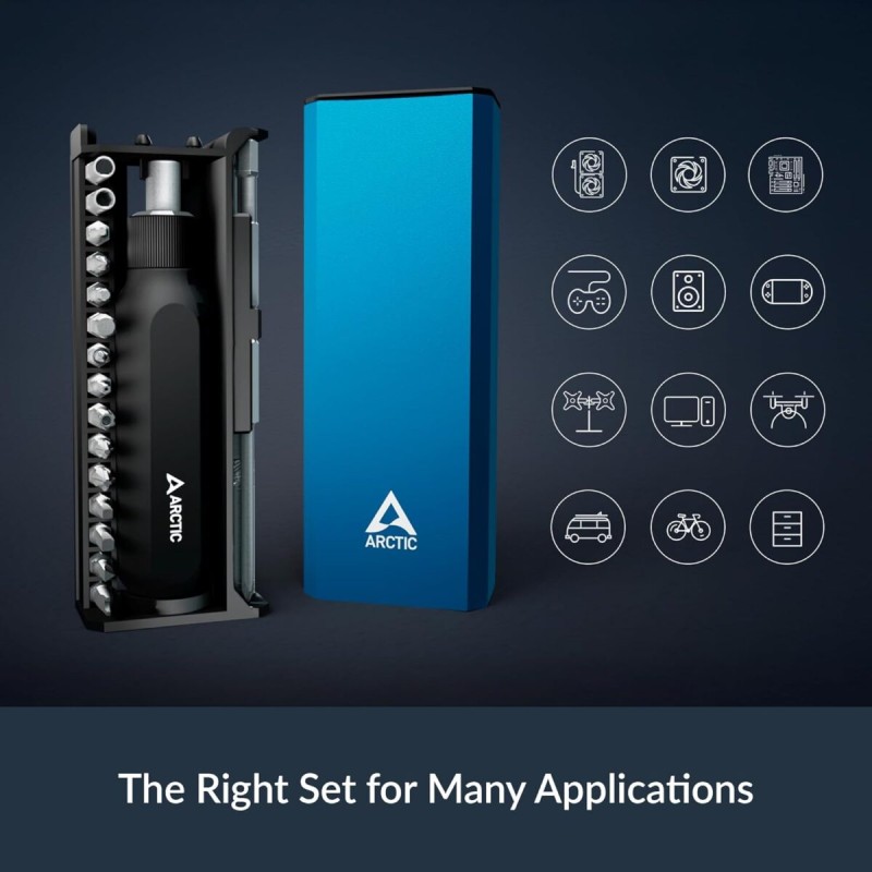Arctic Ratchet Screwdriver Toolkit - Magnetic Bit Holder - 23 magnetic bits - adjustable function