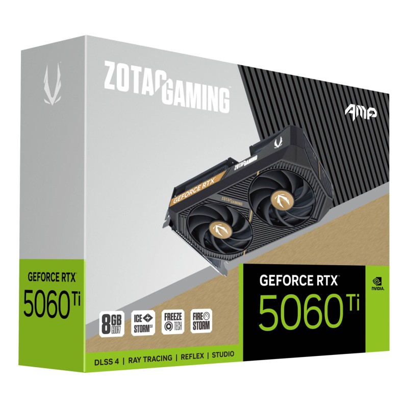 ZOTAC GeForce RTX 5060 Ti AMP - Black, 8GB GDDR7, 2632 MHz Boost, 2xDP+1xHDMI, 2-slot — Buy in Cyprus with Fast Delivery
