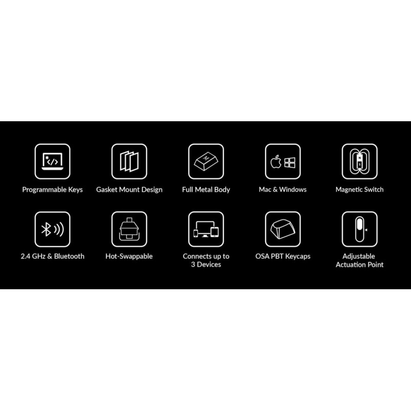 Keychron Q3 HE - Q3H-M1 - QMK Wireless Custom Hall Effect Keyboard Purple Switch 80% US Layout