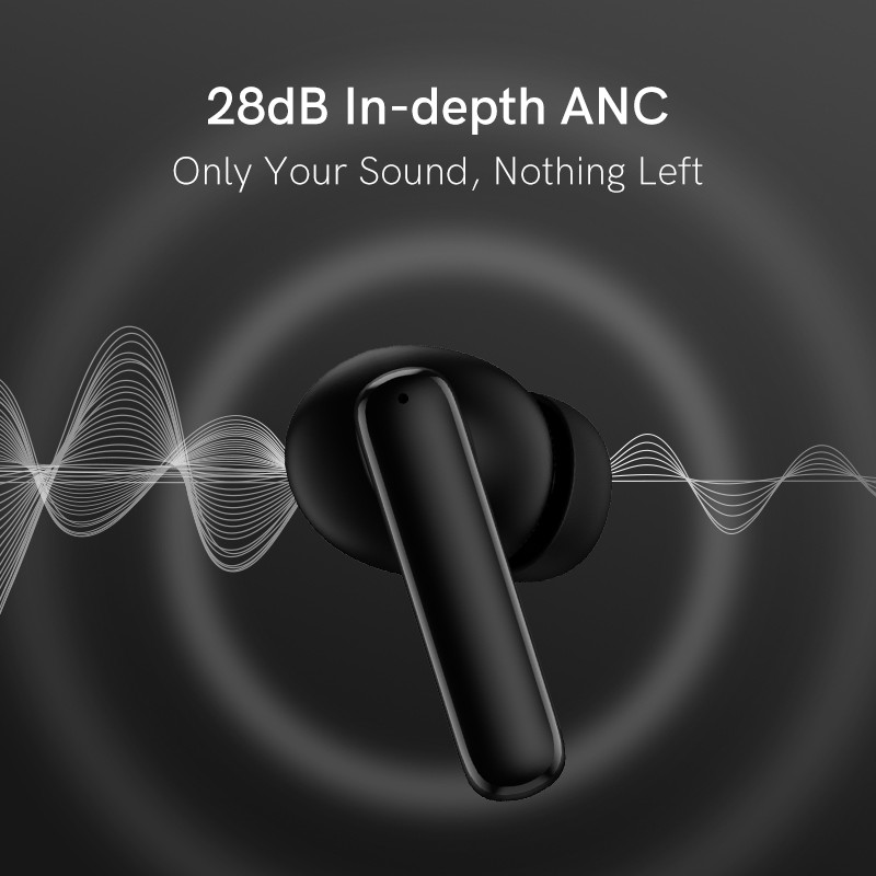 QCY ANC White - T13 - TWS 10mm Dynamic Driver, 4-mic 28dB ANC, Bluetooth 5.3, 7hr-30hr, 75ms latency