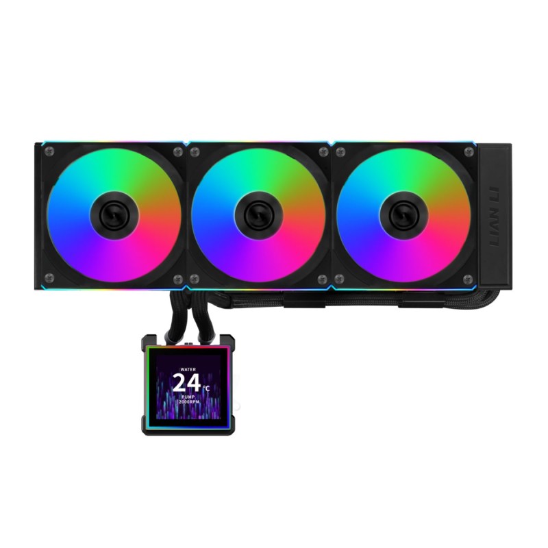 Lian Li Hydroshift II LCD-S Black - 360CL - RGB AIO CPU Cooler - 3.4' Screen - 1851 1700, AM5 AM4