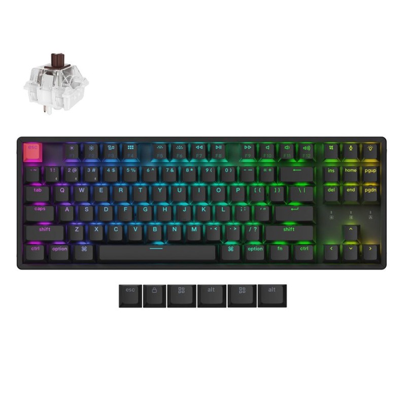 Keychron K8 V2 - K8X-J3 - QMK Wireless Mechanical Keyboard Brown Switch HotSwap RGB 80% US Lay Alum