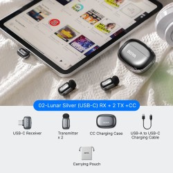 BOYA Mic - Mini 2 - Type-C Space Gray, 2,4GHz 2mic Wireless AI-ANC Mic w. Charging Box Mono stereo safety-tr