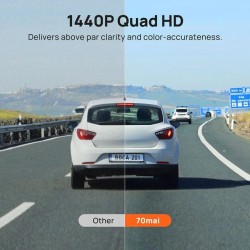 70mai Dash Cam Grey with Screen set with Rearview cam RC09 - A400-1 - 1440P, 145FOV, 500mAh Car Camera