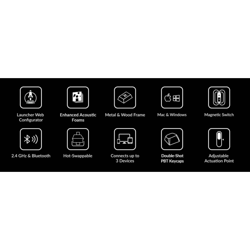 Keychron K2 HE - K2H-Q1 - Wireless Magnetic Hall Effect RGB Keyboard 75% US Special Edition Wood White