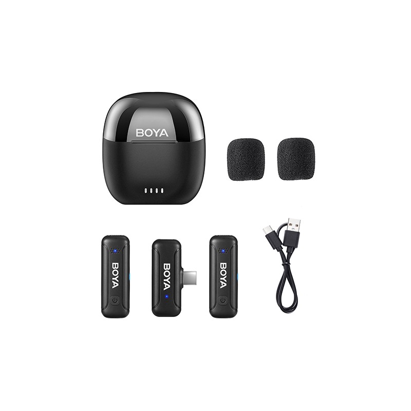 BOYA Wireless Microphone - BY-WM3T-U2 - 2.4GHz Mobile wireless mic For Android USB-C (2 transmitters, two person vlog)