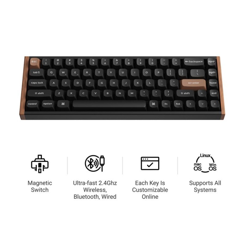 Keychron K6 HE - K6H-F1 - Special Wood Edition Wireless Magnetic Hall Effect RGB Keyboard 65% US