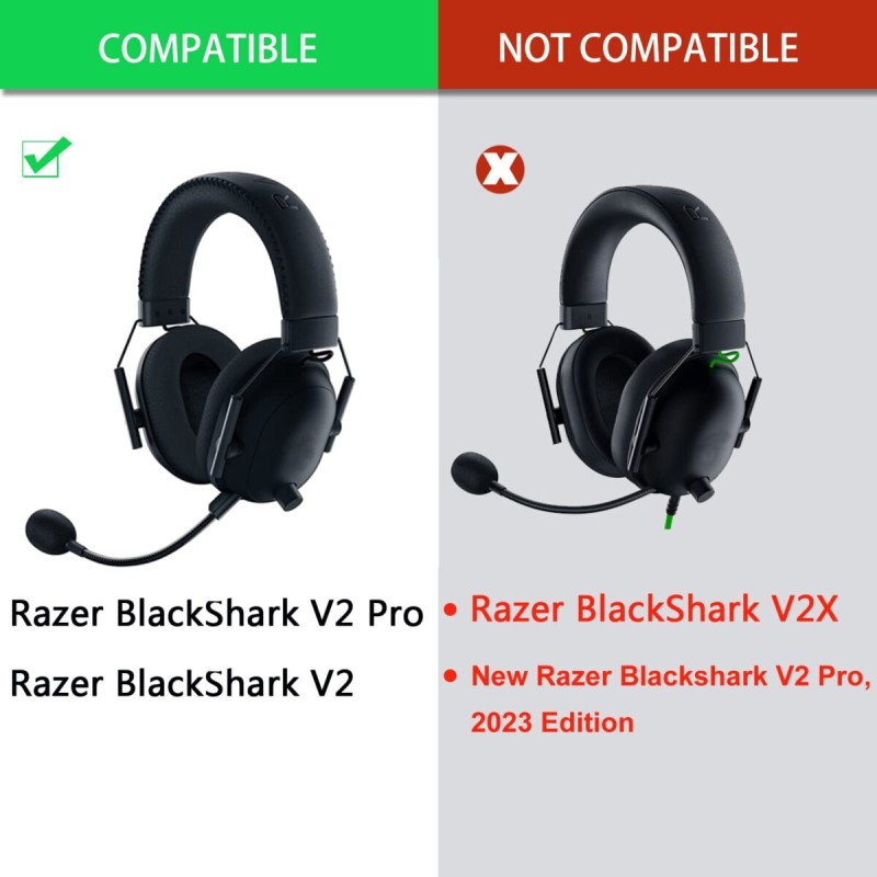 Geekria Cooling Gel-Infused Ear Cushions - for Razer Blackshark V2, V2USB, V2Pro old 2020 10 teeth