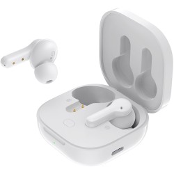 QCY Earbuds - T13 - TWS WHITE Dual Driver 4-mic noise cancel. True Wireless Earbuds - Quick Charge 380mAh