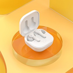 QCY Earbuds - T13 - TWS WHITE Dual Driver 4-mic noise cancel. True Wireless Earbuds - Quick Charge 380mAh
