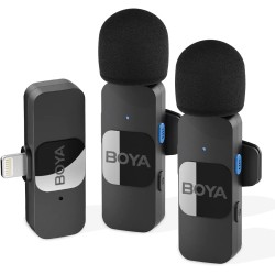 BOYA Lavalier Microphone - BY-V2 - Wireless 2-person Lavalier Microphone for iPhone iPad Mini Lapel Lightning connection