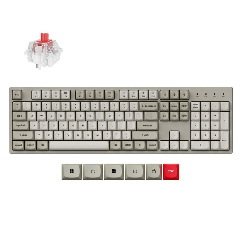Keychron C2 Pro - C2PX-M1 - QMK VIA Mechanical Red Switch - 8K Polling Rate Hot Swap - 100% US Retro RGB