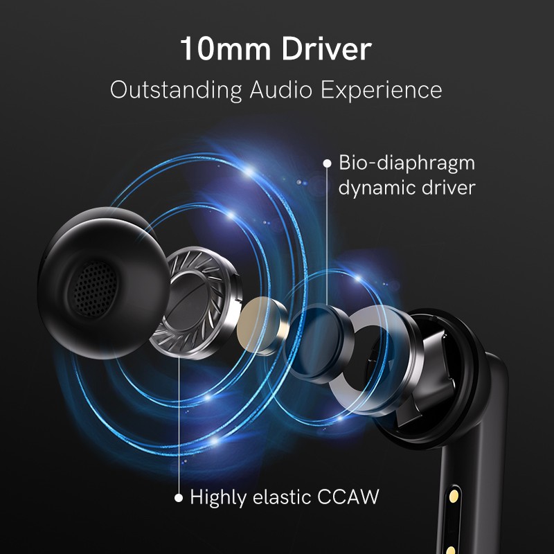 QCY ANC Black - T13 - TWS 10mm Dynamic Driver, 4-mic 28dB ANC, Bluetooth 5.3, 7hr-30hr, 75ms latency