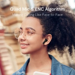 QCY ANC Black - T13 - TWS 10mm Dynamic Driver, 4-mic 28dB ANC, Bluetooth 5.3, 7hr-30hr, 75ms latency