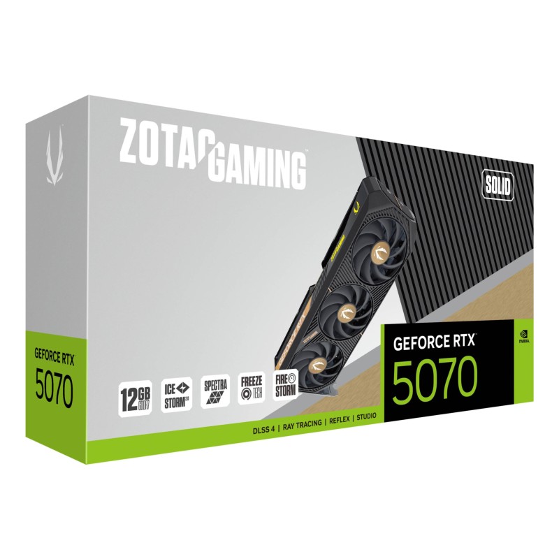 ZOTAC GAMING GeForce RTX 5070 SOLID - 12GB GDDR7 - 2512MHz Boost - SFF-Ready — Buy in Cyprus with Fast Delivery