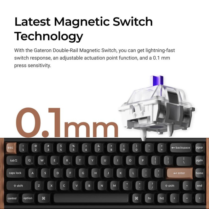 Keychron K6 HE - K6H-J1 - Shine-Through Wireless Magnetic Hall Effect RGB Keyboard 65% US Layout
