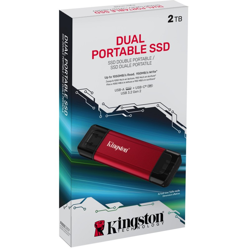 Kingston 2TB Dual USB-A C Portable Up to 1050 MB/s USB 3.2 Gen 2 - Dual USB-A C — Buy in Cyprus with Fast Delivery