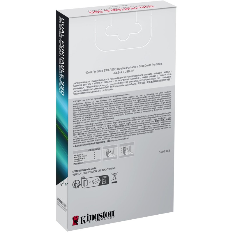 Kingston 2TB Dual USB-A C Portable Up to 1050 MB/s USB 3.2 Gen 2 - Dual USB-A C — Buy in Cyprus with Fast Delivery