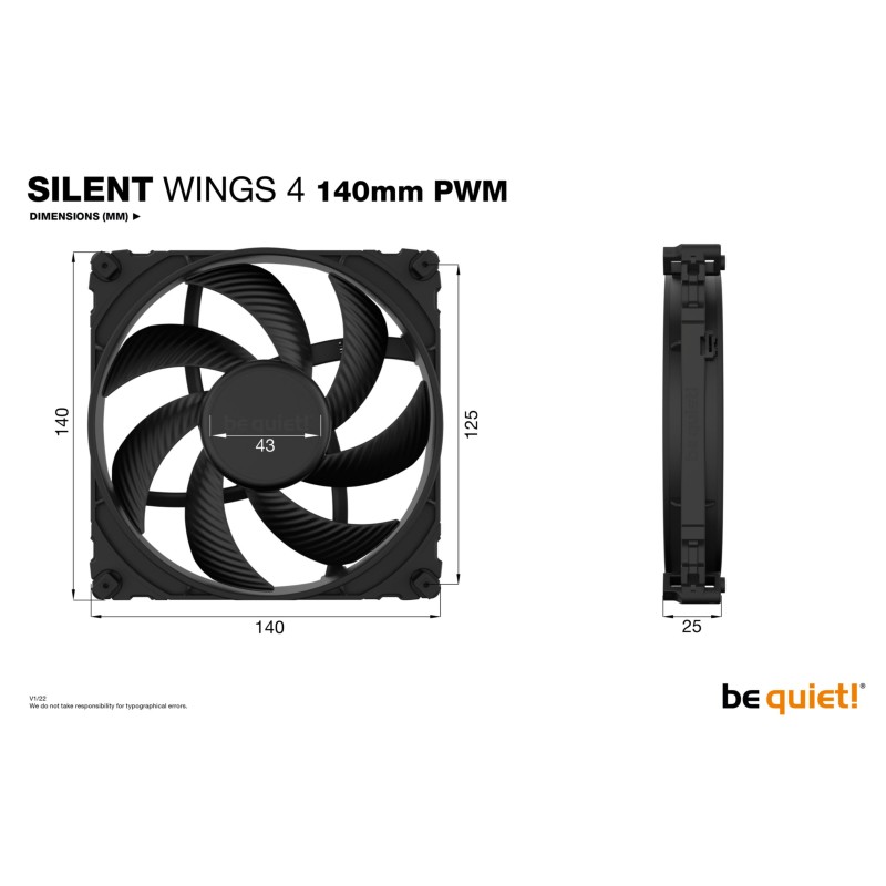 be quiet! Silent Wings 4 140mm PWM Case Fan - Black, 12V, 1100 RPM, Fluid Dynamic Bearing — Buy in Cyprus with Fast Delivery