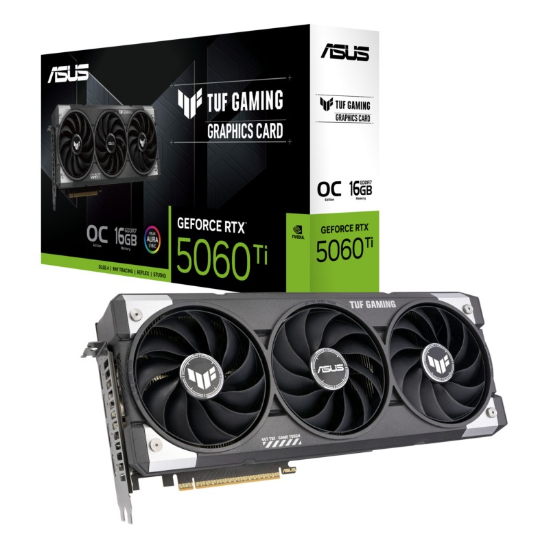 ASUS TUF Gaming GeForce RTX 5060 Ti OC - 16GB, 2692 MHz Boost, Triple-Fan (Black) — Buy in Cyprus with Fast Delivery
