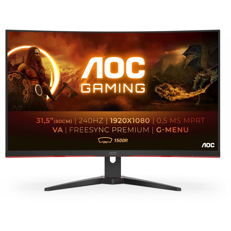 80cm 31.5'' (1920x1080) AOC C32G2ZE Gaming Curved 16:9 1ms 240Hz DisplayPort 2xHDMI VGA VESA Speaker Full HD Black