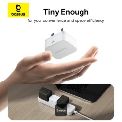 Baseus Wall Charger - 20W USB-C PALM Series UK White — Buy in Cyprus with Fast Delivery