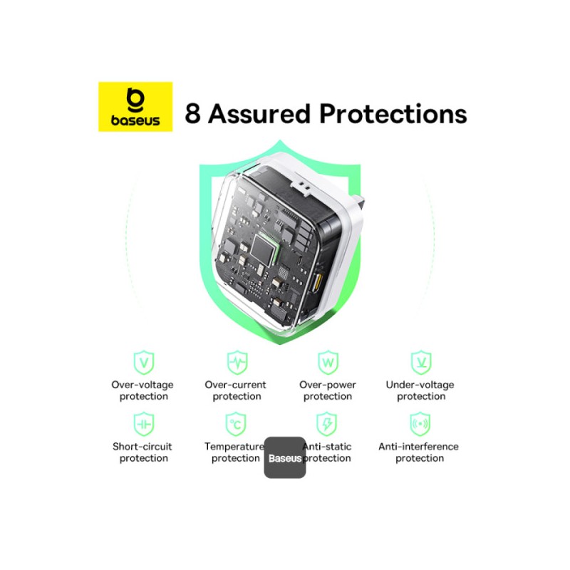 Baseus Wall Charger - 20W USB-C PALM Series UK White — Buy in Cyprus with Fast Delivery