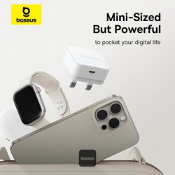 Baseus Wall Charger - 20W USB-C PALM Series UK White — Buy in Cyprus with Fast Delivery