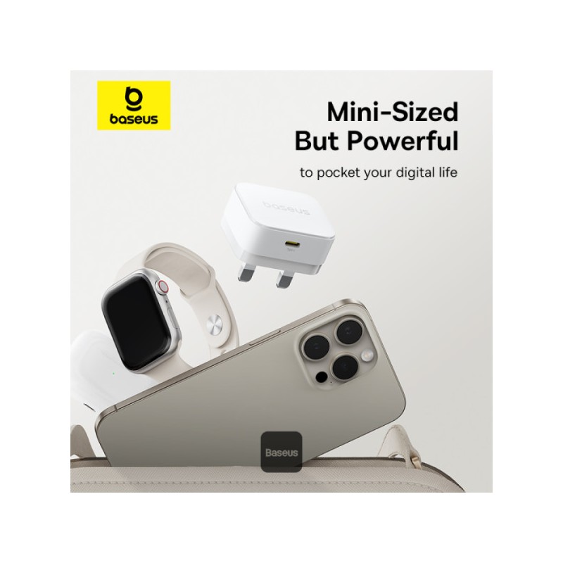 Baseus Wall Charger - 20W USB-C PALM Series UK White — Buy in Cyprus with Fast Delivery