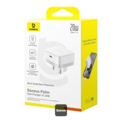 Baseus Wall Charger - 20W USB-C PALM Series UK White — Buy in Cyprus with Fast Delivery