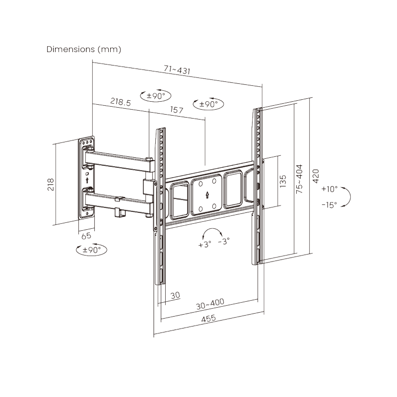Brateck TV Mount - LPA63-443 - 40x40 Turn 2-Arm 43cm — Buy in Cyprus with Fast Delivery