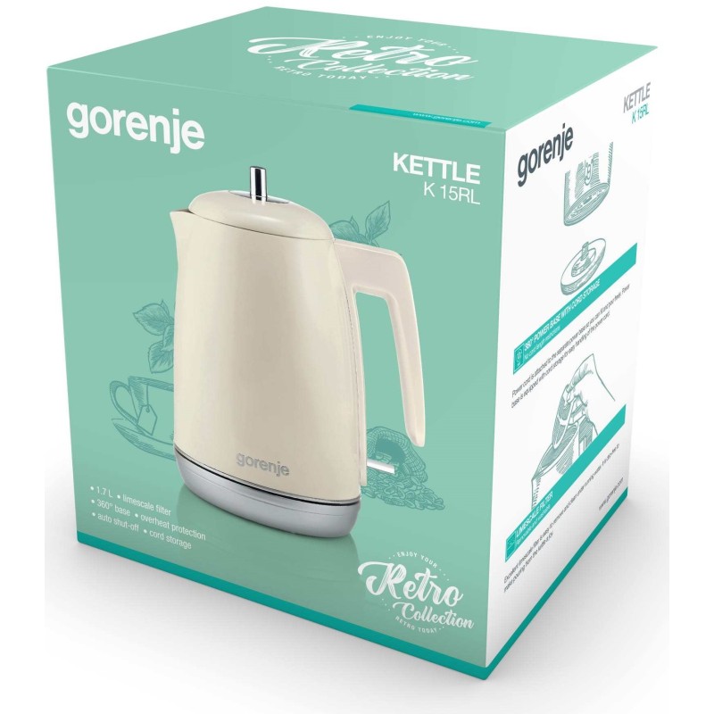 Gorenje Kitchen Kettle - K15RL - 2200W 1.7L Retro Ivory — Buy in Cyprus with Fast Delivery