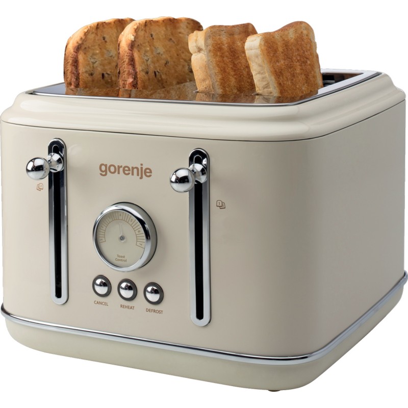 Gorenje Kitchen Toaster - T2300CLIN - 2300W 4 Slots 6 Heating Levels Classico Ivory — Buy in Cyprus with Fast Delivery