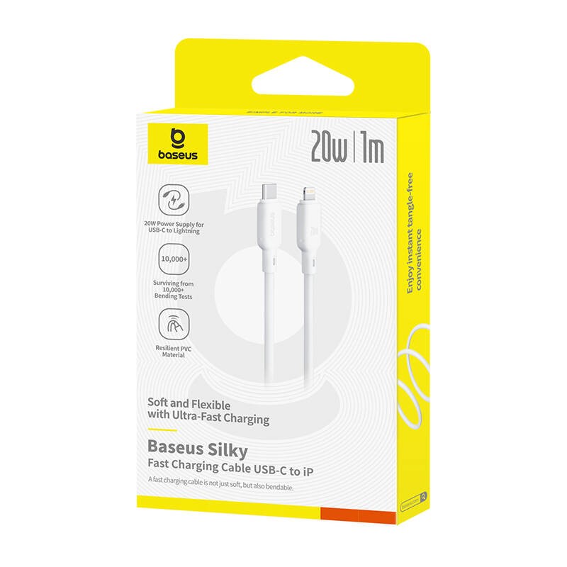 Baseus Cable Lightning to USB-C Silky Series 1.0m White — Buy in Cyprus with Fast Delivery