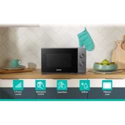 Gorenje Kitchen Microwave Oven - MO20E1T4 - 700W 20L 5 Programs Manual Knots Titanium — Buy in Cyprus with Fast Delivery