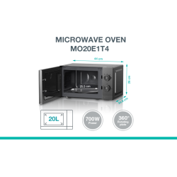 Gorenje Kitchen Microwave Oven - MO20E1T4 - 700W 20L 5 Programs Manual Knots Titanium — Buy in Cyprus with Fast Delivery