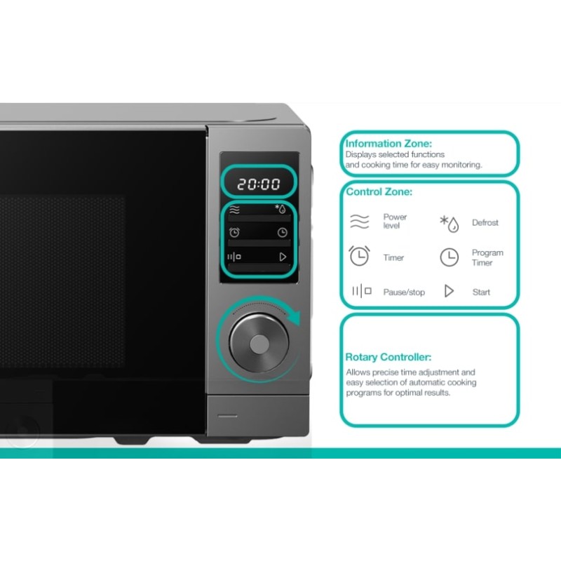 Gorenje Kitchen Microwave Oven - MO20A3T4 - 700W 20L 8 Programs Digital Screen Titanium — Buy in Cyprus with Fast Delivery