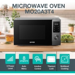 Gorenje Kitchen Microwave Oven - MO20A3T4 - 700W 20L 8 Programs Digital Screen Titanium — Buy in Cyprus with Fast Delivery