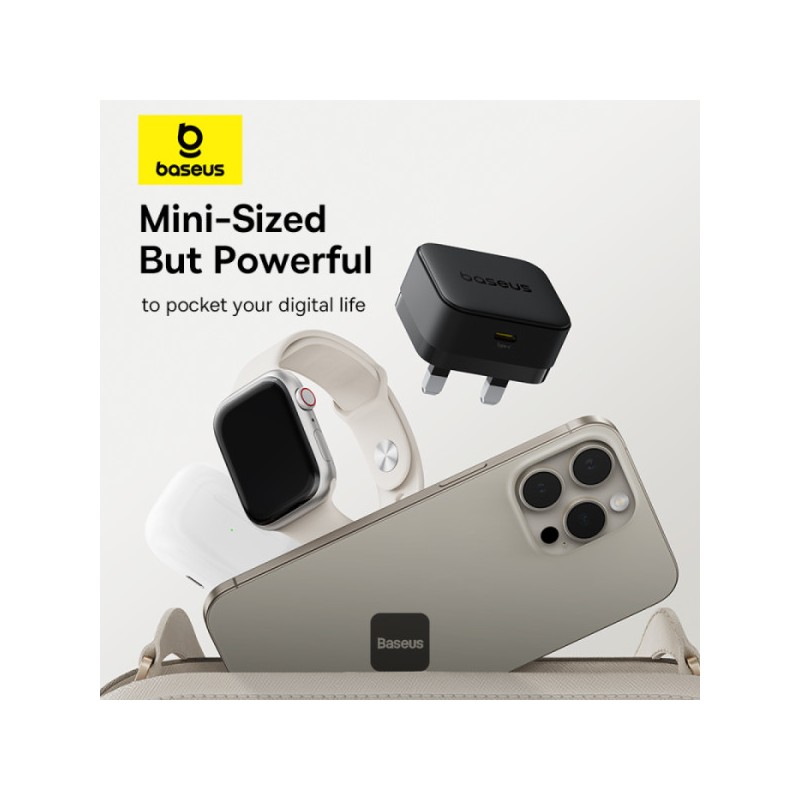 Baseus Charger - Wall 20W USB-C PALM Series UK Black — Buy in Cyprus with Fast Delivery