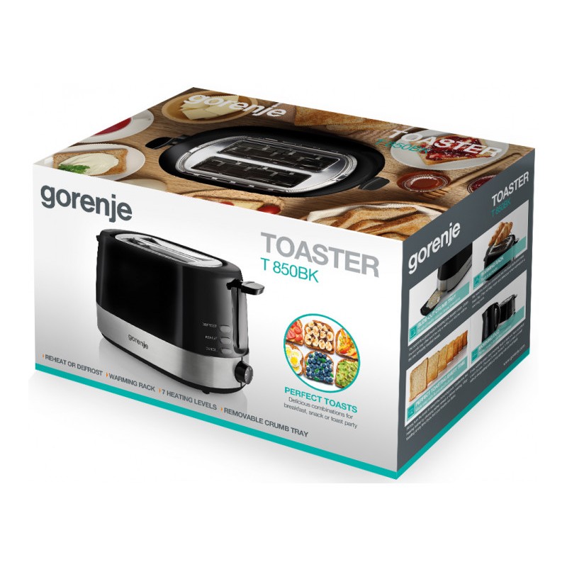Gorenje Kitchen Toaster - T850BK - 850W 2 Slots 7 Heating Levels Black — Buy in Cyprus with Fast Delivery
