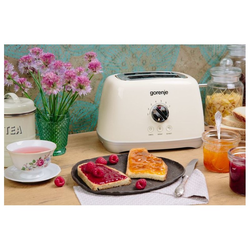 Gorenje Kitchen Toaster - T900RL - 1000W 2 Slots 7 Heating Levels Retro Ivory — Buy in Cyprus with Fast Delivery