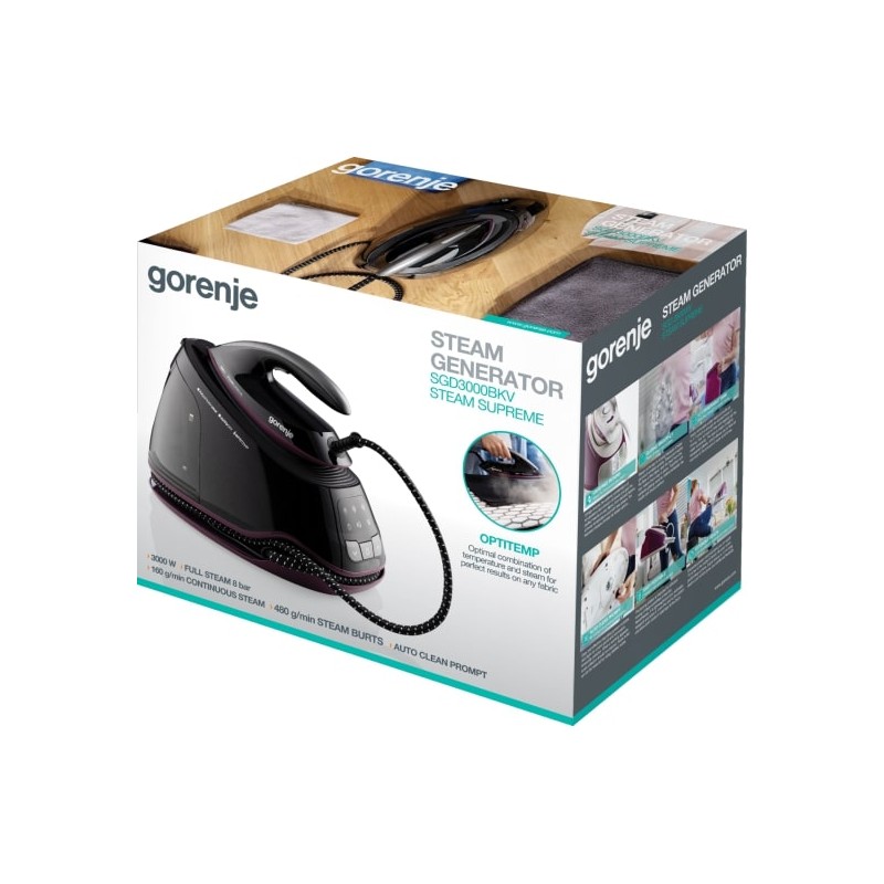 Gorenje Iron Steam Generator - SGD3000BKV - 3000W 8 BAR 1.5L Water Tank 160g m — Buy in Cyprus with Fast Delivery