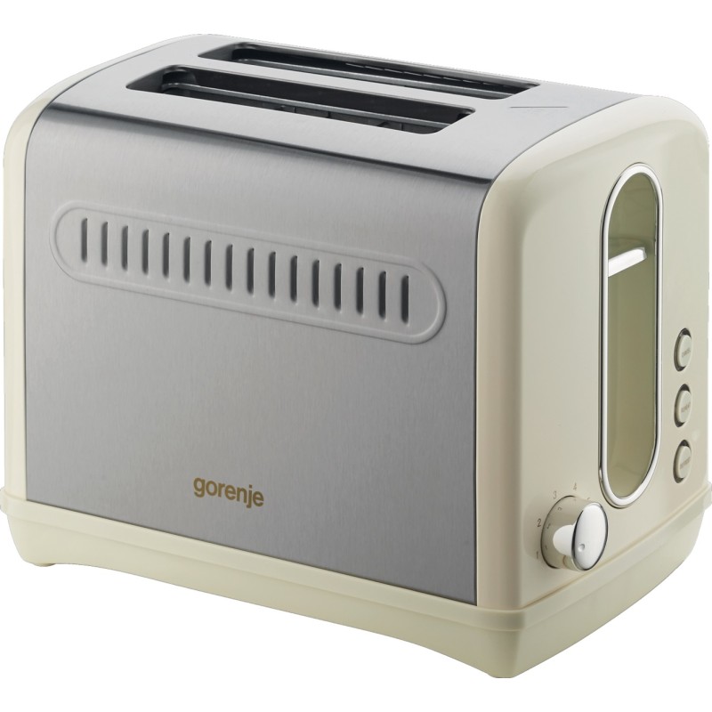 Gorenje Kitchen Toaster - T1100CLI - 850W 2 Slots 6 Heating Levels Ivory Metal — Buy in Cyprus with Fast Delivery