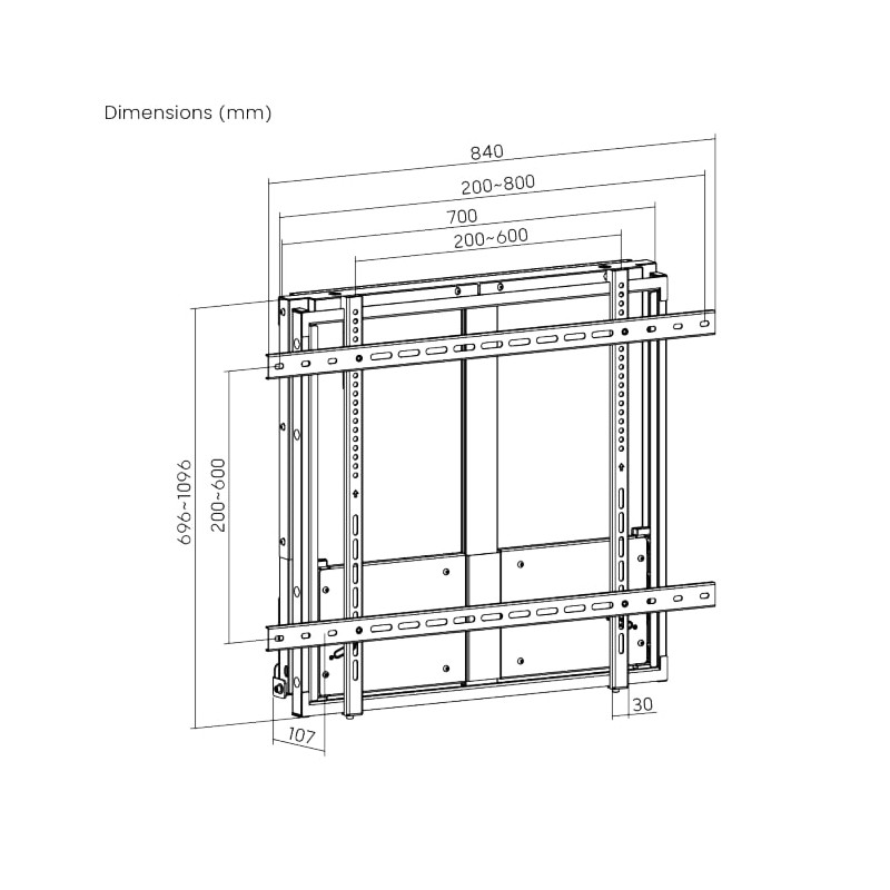 Brateck IFP Wall Mount Manual Vertical Motion 80x60 90kg - HAW400E-90 - Vertical Motion 80x60 90kg