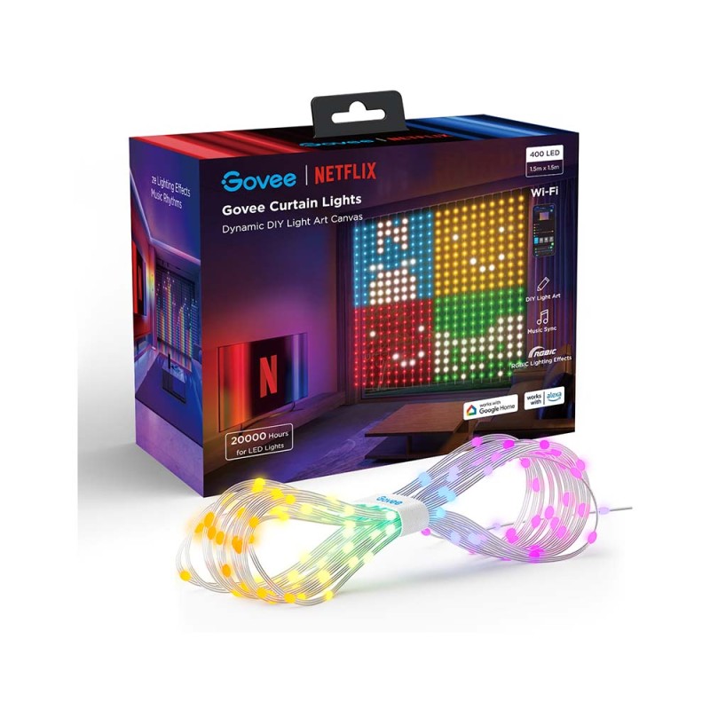 Govee LED Light Curtain Lights - WiFi & BT RGBIC 1.5x1.5m IP65 (NETFLIX) — Buy in Cyprus with Fast Delivery