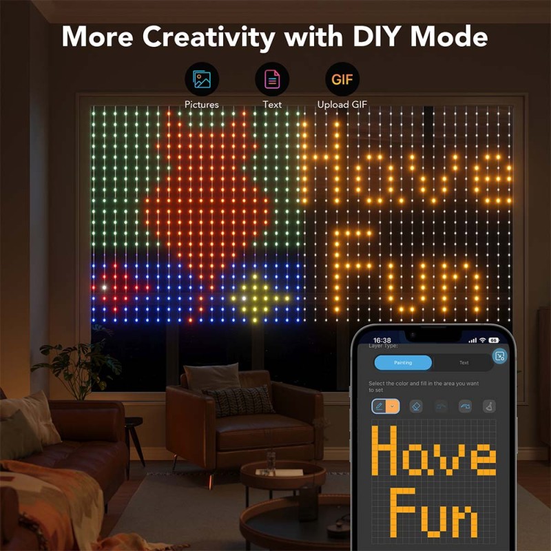 Govee LED Light Curtain Lights - WiFi & BT RGBIC 1.5x1.5m IP65 (NETFLIX) — Buy in Cyprus with Fast Delivery