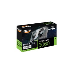 Inno3D GeForce RTX 5060 Twin X2 OC - Black/Grey, 8GB GDDR7, Boost 2527 MHz, PCIe 5.0 — Buy in Cyprus with Fast Delivery